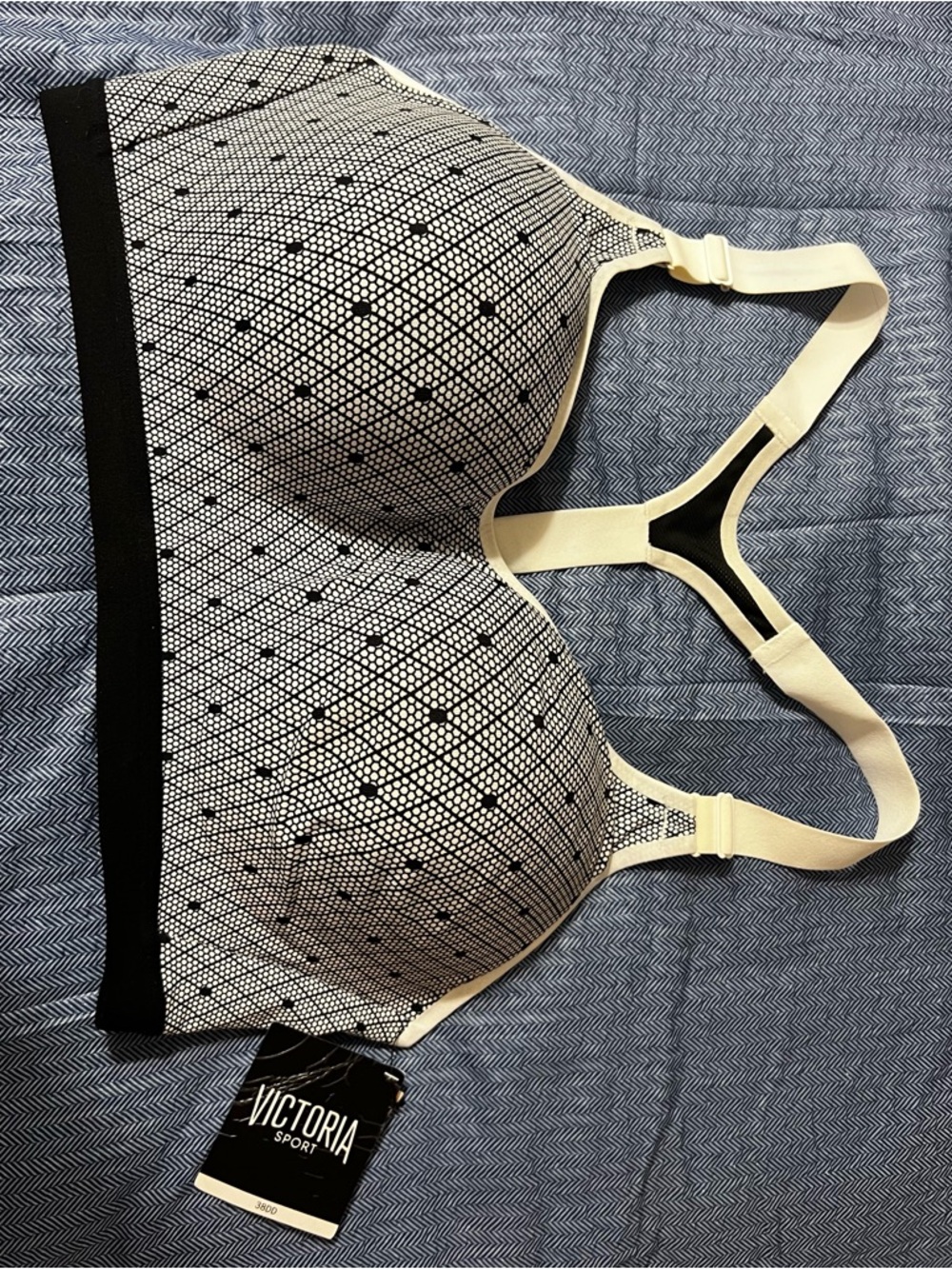 Victoria's Secret Black & Cream Patterned Sports Bra